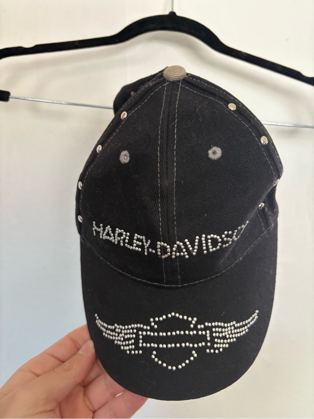Harley-Davidson Black Rhinestone Wing Logo Cap